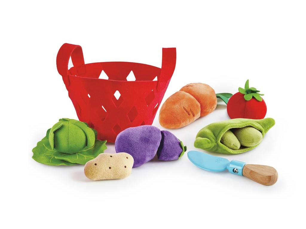 Set de frutas y verduras de madera para cortar